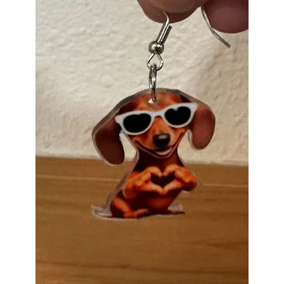 Dachshund Dog Dangle Earrings Set NWT - Picture 2 of 4